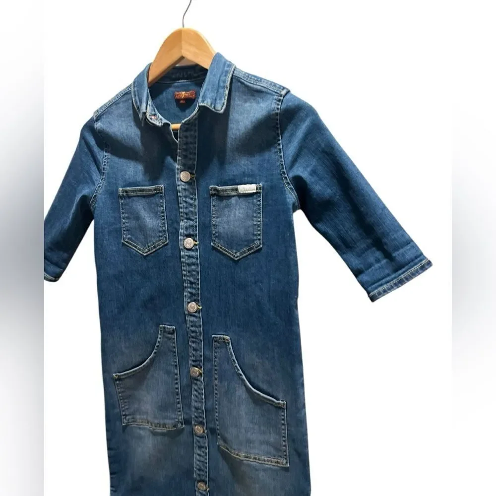 7 For All Mankind Girls XL Denim Shirt Dress | Button Front | Pockets XL